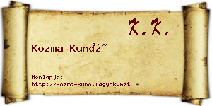 Kozma Kunó névjegykártya